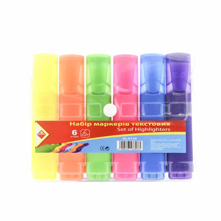 Набір KLERK із 6-ти текстових-маркерів (KL0729), різнокольорові